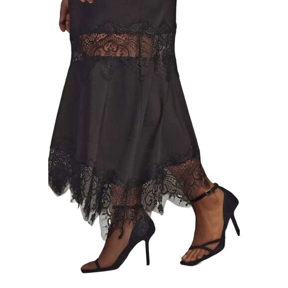 Anthropologie Asymmetrical Lace Maxi Slip Dress XS NWT | Modern Romantic Goth - Picture 3 of 15